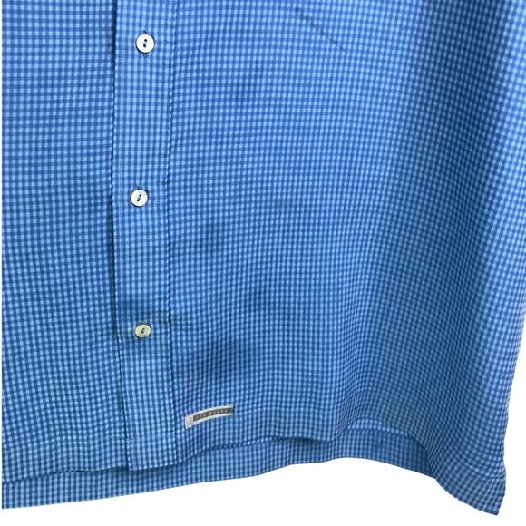 Ted Baker Casual Button Down Shirt Mens Size 6UK Blue Short Sleeve Gingham - Picture 5 of 6